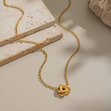 Collana con ciondolo color oro a forma di fiore in acciaio inossidabile da 1 pezzo h5 Immagine5