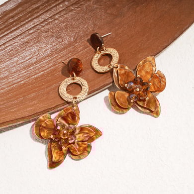1 Pair Retro Flower Resin Dangle Earrings h5 Picture5