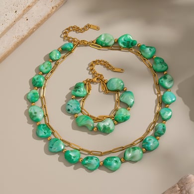 Set di collane in acciaio inossidabile con conchiglie naturali h5 Immagine3