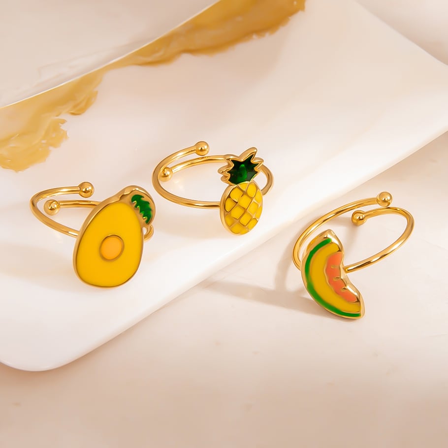 1 Piece Simple  Daily  Fruit Stainless Steel Women's  Statement Rings Picture5