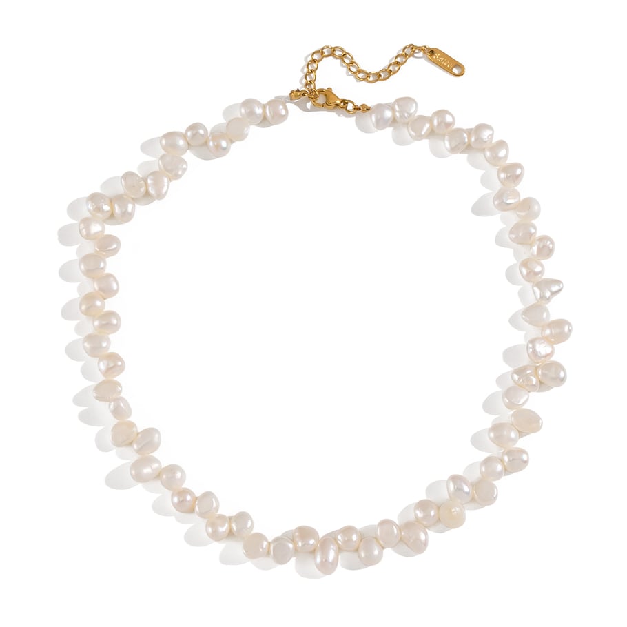 1 Piece Luxurious Series Stainless Steel Gold Color Pearl Beaded Necklace Picture6