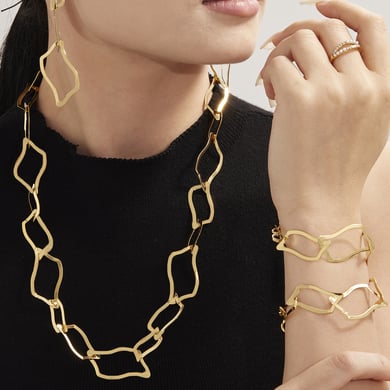 Minimalist Irregular Rectangular Shape Stainless Steel Gold Color Women's Jewelry Sets h5 Picture2