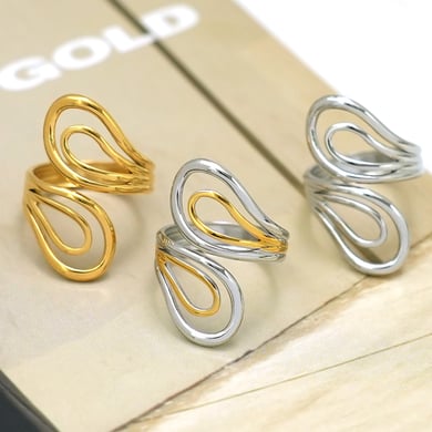 1 Piece Simple Series Retro Circle Stainless Steel  Gold Color  Statement Rings h5 Picture6