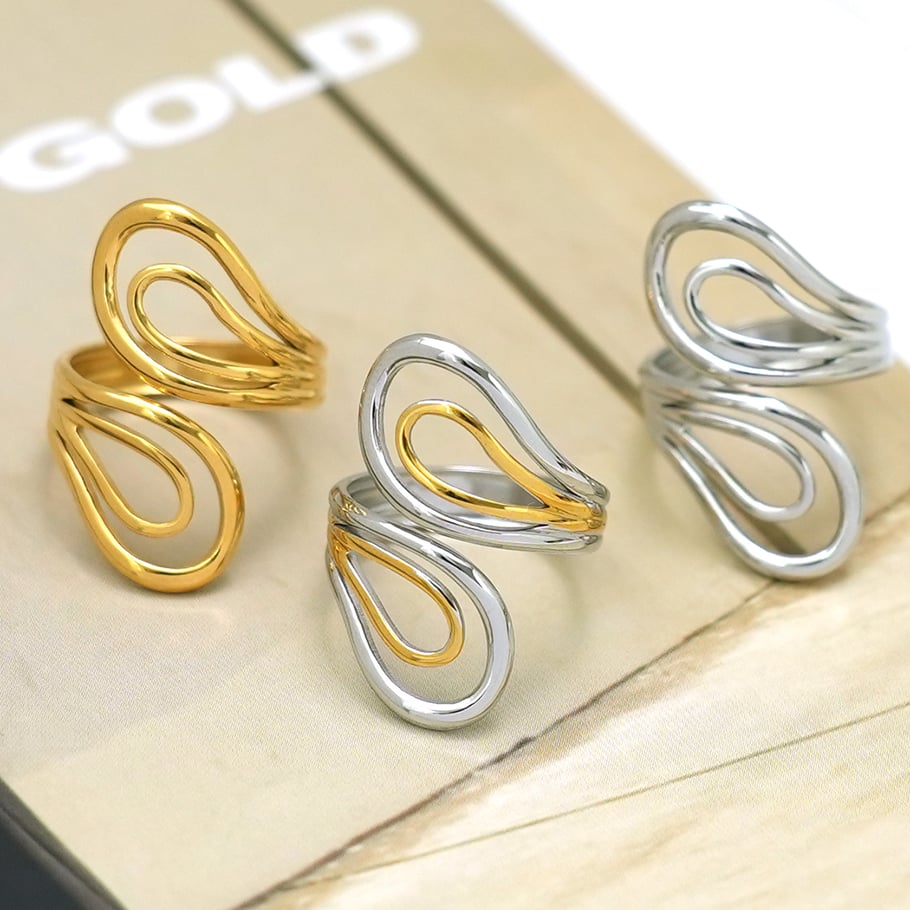 1 Piece Simple Series Retro Circle Stainless Steel  Gold Color  Statement Rings Picture6