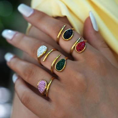 1 Piece  Casual Droplet Irregular Shape Stainless Steel Women‘s  Statement Rings h5 Picture11