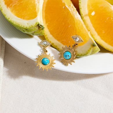 1 Pair Classic Eye Stainless Steel Gold Color Calaite Women's Drop Earrings h5 Picture8