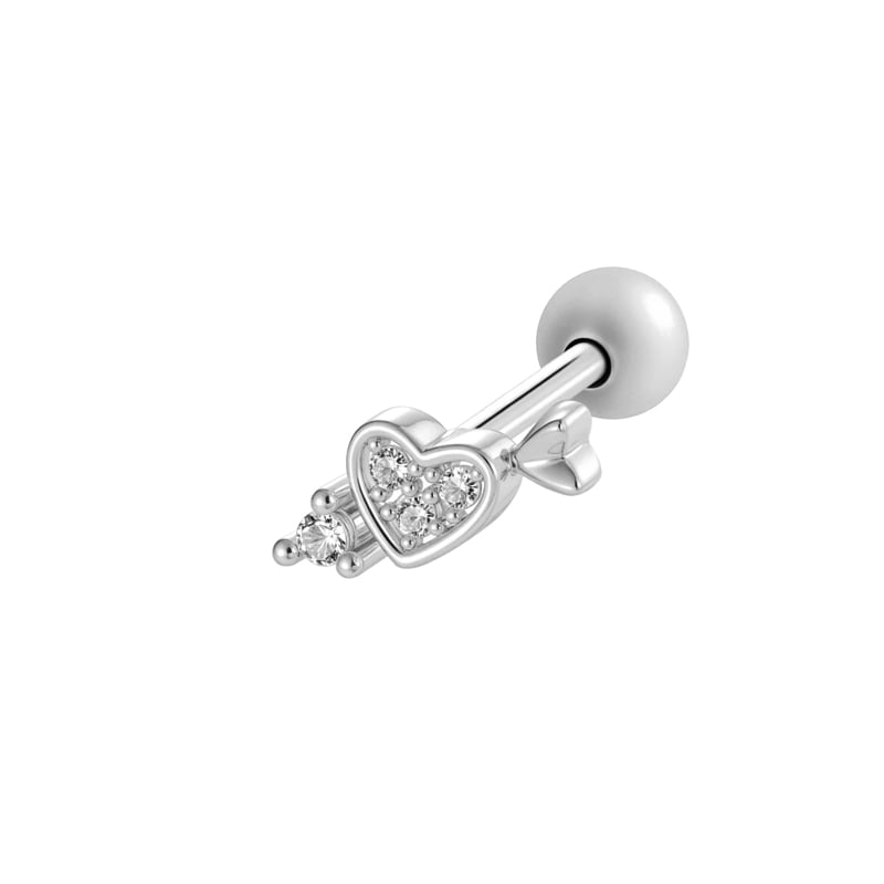 1 stuk hart koper goud kleur zirkoon piercing oorbel 