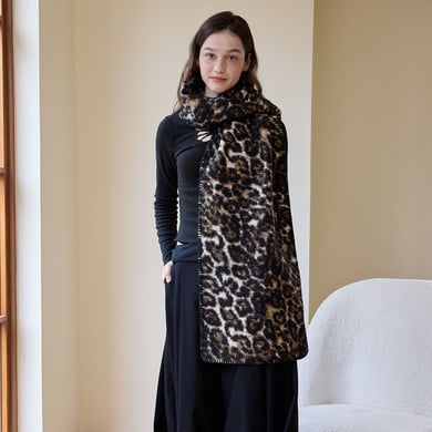 1 pieza de bufandas de invierno de poliéster con estampado de leopardo retro para mujer h5 