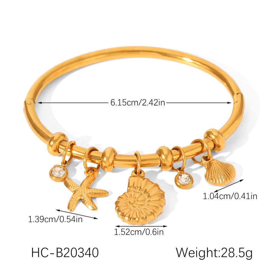 1 Piece Daily Turtle Stainless Steel   Gold Color  Zircon Women's Bangles Picture2