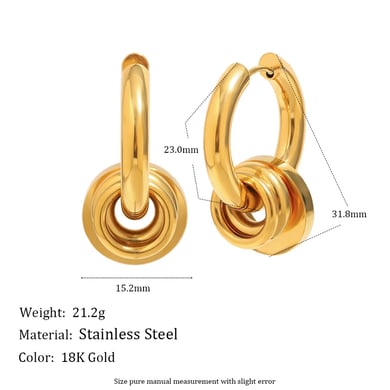 1 Piece Simple Mixed Gold&Silver Colors Stainless Steel Women's Hoop Earrings h5 Picture5