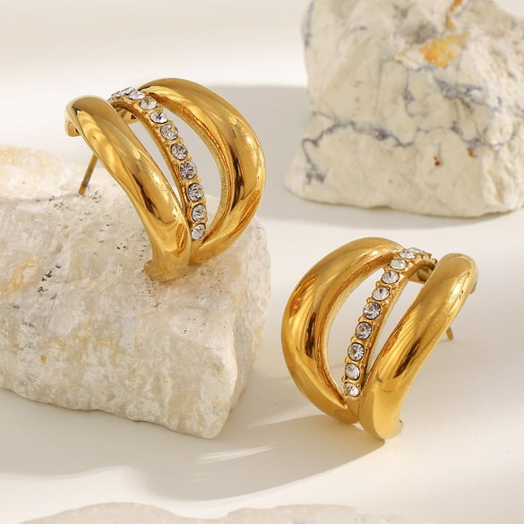 1 Pair Classic Irregular Shape Stainless Steel Gold Color Women's Stud Earrings