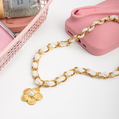 Romantic Flower Lace Stainless Steel Gold Color Women's Jewelry Sets h5 Picture7