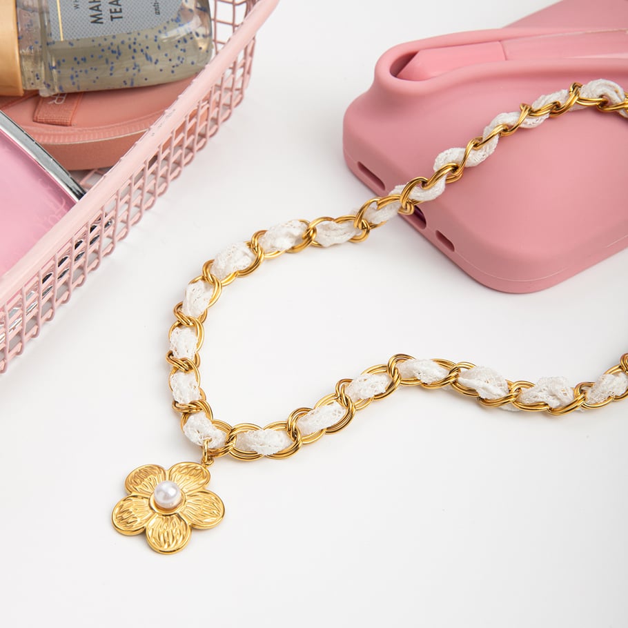 Romantic Flower Lace Stainless Steel Gold Color Women's Jewelry Sets Picture7