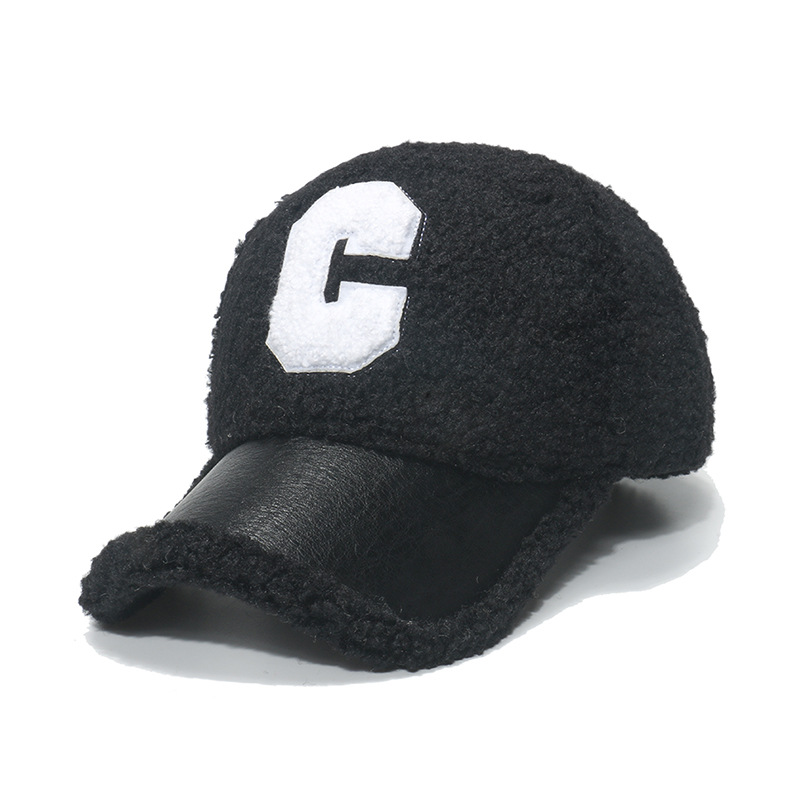 Cappello da donna in peluche con lettera casual, serie semplice, 1 pezzo 