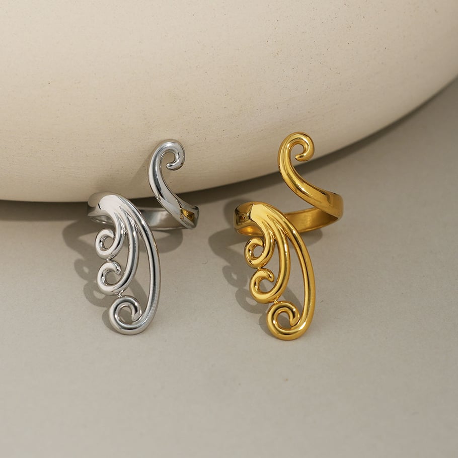 1 Piece Simple Irregular Shape Stainless Steel Gold Color Statement Rings h5Picture10