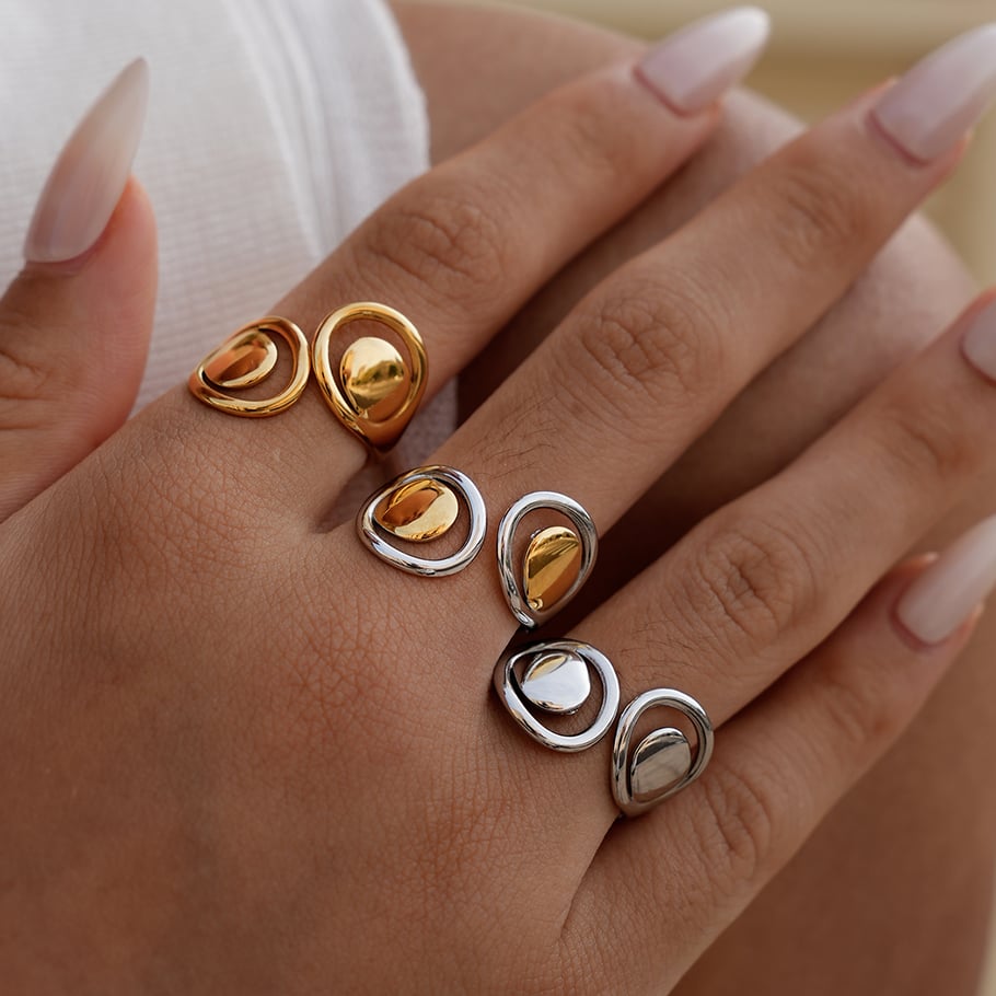 1 Piece Vintage Fashion Minimalist Hollow Stainless Steel Wmen's Statement Rings Picture3