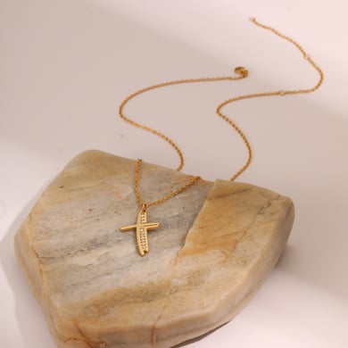 1 stuk eenvoudige kruisvormige roestvrijstalen damesketting met hanger h5 Afbeelding4
