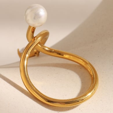 1 Stück Twist Edelstahl Gold Farbe Zirkon Damen Edelstein Ringe h5 Bild4