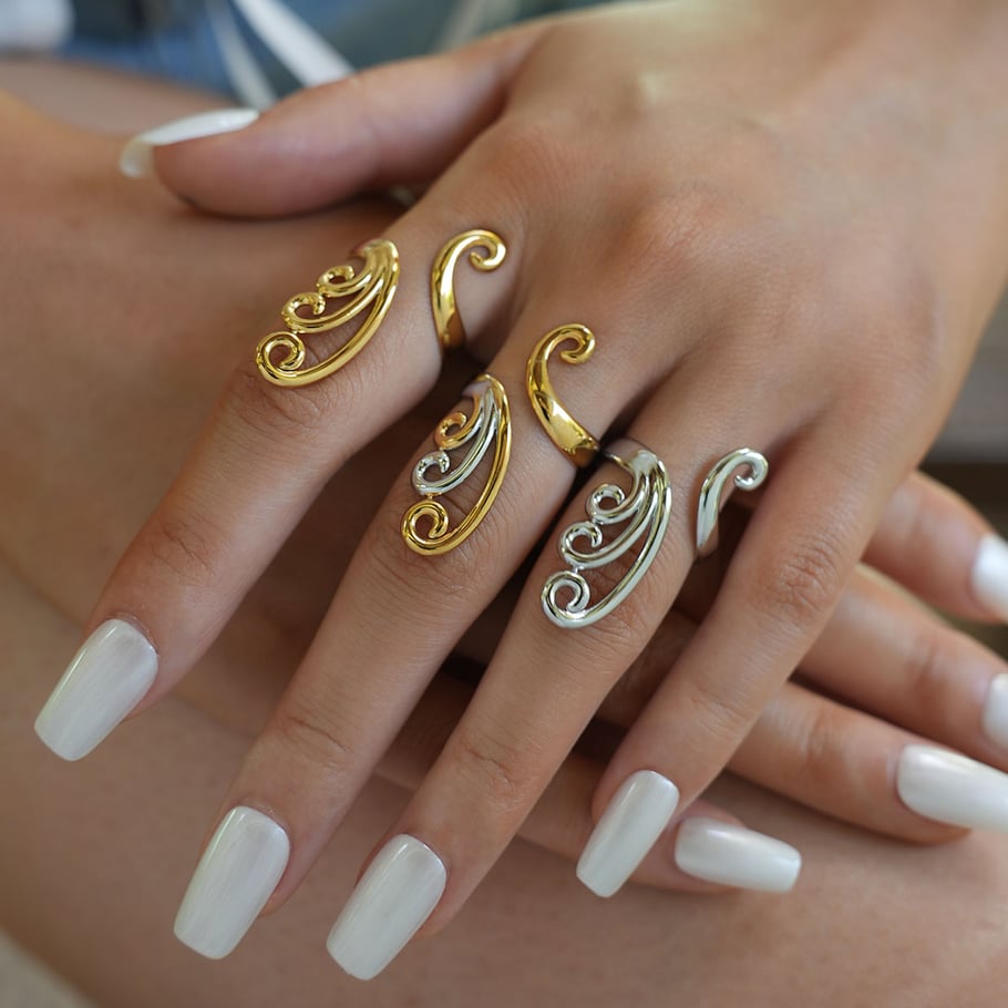 1 Piece Simple Irregular Shape Stainless Steel Gold Color Statement Rings h5Picture9