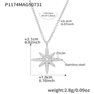 P1174-Steel Eight-pointed Star Necklace 41+5cm Picture4