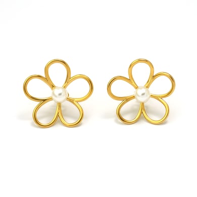1 Pair Simple Series Natural Flower Stainless Steel  Women's Stud Earring h5 