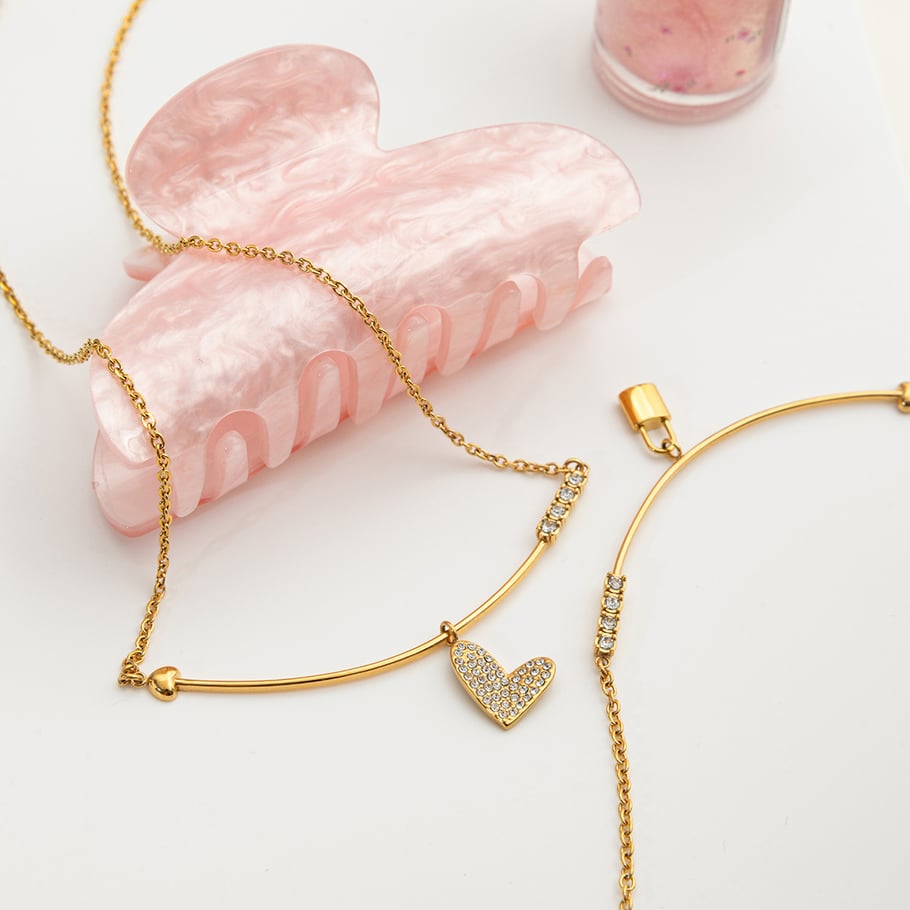 1 pezzo di collana con ciondolo da donna in acciaio inossidabile color oro con lucchetto classico Immagine7