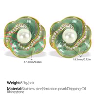EH660GNG White Diamond Green Oil Drop Earrings Picture5