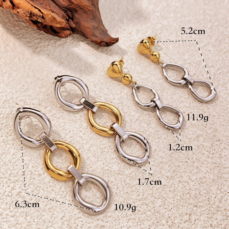 1 Pair Classic Stainless Steel  Gold Color Dangle Earrings Picture4
