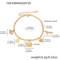 TXE348-Pulsera con colgante de candado dorado de 16+5 cm Imagen2