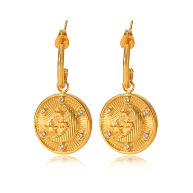 1 Pair Daily Cross Stainless Steel   Gold Color  Zircon Women's Drop Earrings h5 