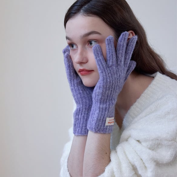 1 par de guantes de poliéster de color sólido para mujer de uso diario 2