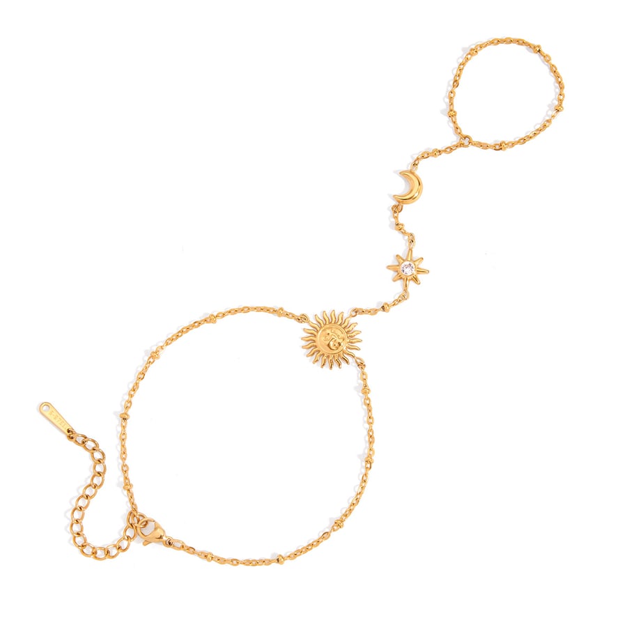 1 Piece Classic Sun&Moon Stainless Steel Gold Color Women's Chain Bracelets 