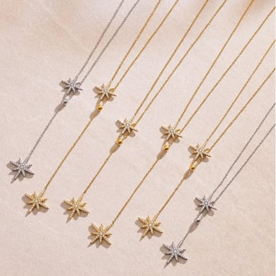 1 Piece Luxurious Star Stainless Steel Gold Color Women's Pendant Necklaces h5 Picture5