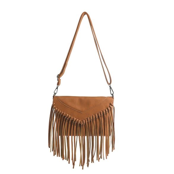 Sac à bandoulière vintage en PU pour femme, 1 pièce, avec pompon