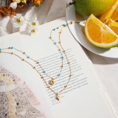 1 Piece Romantic Heart Moon Stainless Steel Gold Color Women's Layered Necklaces h5 Picture6