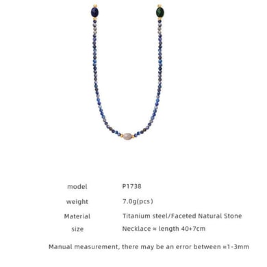 1 pezzo elegante collana di perline in acciaio inossidabile color oro con pietra naturale da donna h5 Immagine2
