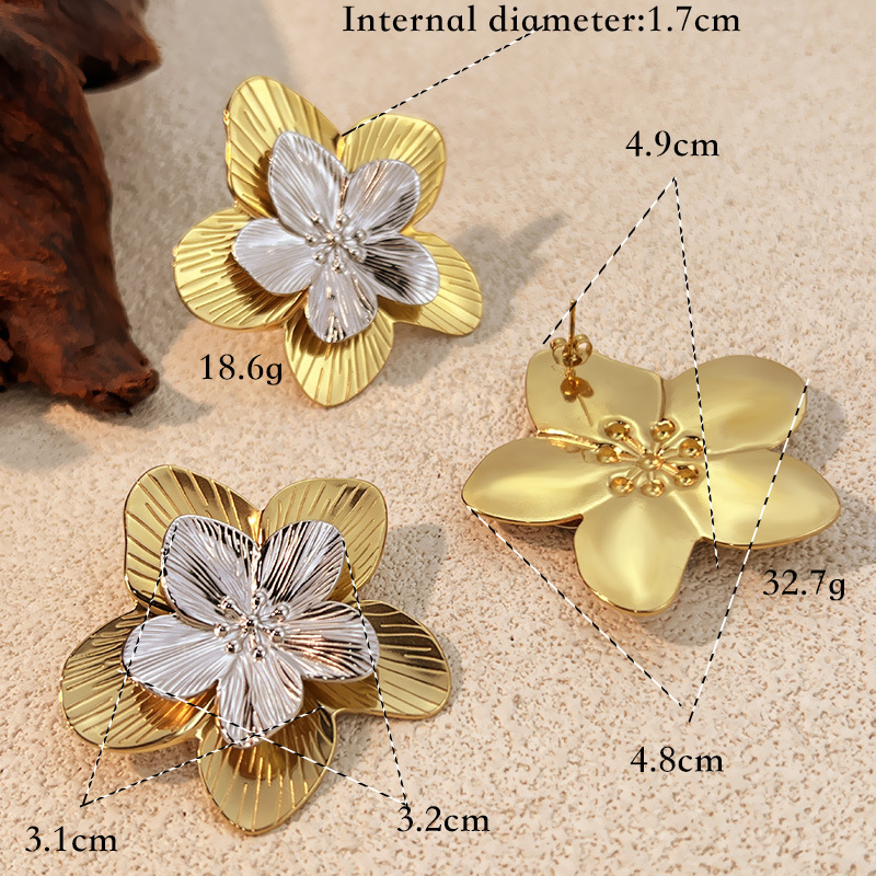 Flower Stainless Steel MIxed Color Earring Set Picture4