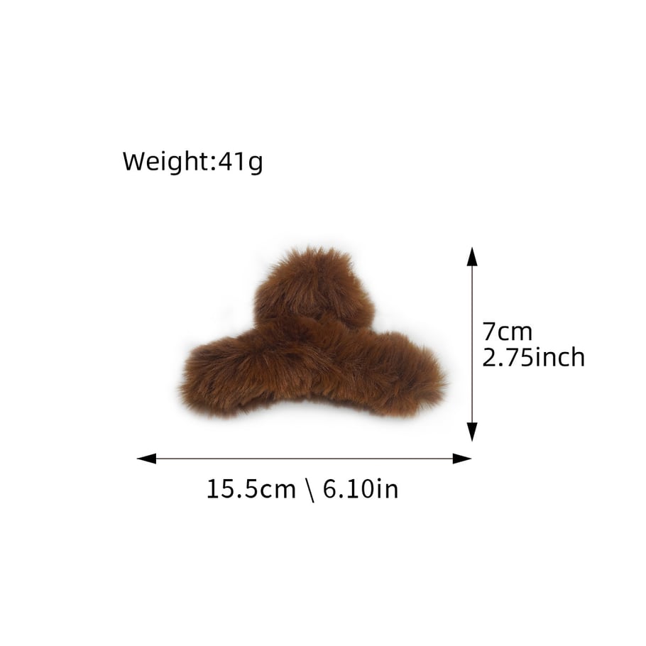 1 pezzo semplice carino tinta unita morbido peluche fermacapelli da donna Immagine4