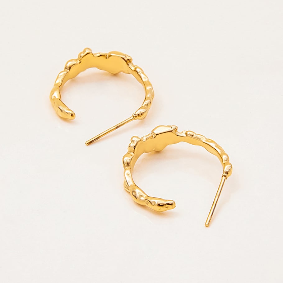 1 paire de boucles d&#39;oreilles créoles luxueuses en acier inoxydable de forme irrégulière, couleur or, pour femme Image4