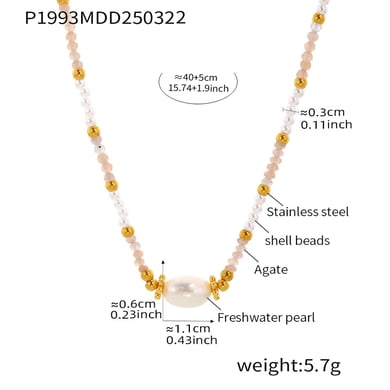 1 pezzo di collana classica in acciaio inossidabile color oro con pietra naturale da donna h5 