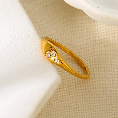 1 Stück einfache, alltägliche, unregelmäßige Form, Edelstahl, goldfarben, Zirkon-Statement-Ringe h5 Bild5
