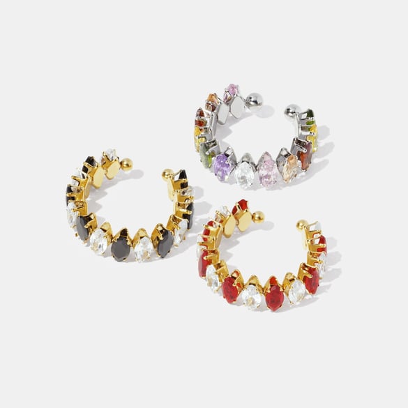 1 Piece Luxurious Circle Stainless Steel Gemstone Ring 2