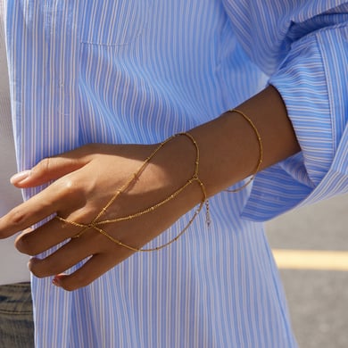 1 Piece Minimalist Daily Lines Stainless Steel Gold Color Women's Chain Bracelets h5 Picture4
