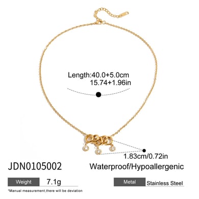 1 Piece Luxurious Circle Stainless Steel Gold Color Women's Pendant Necklaces h5 Picture2