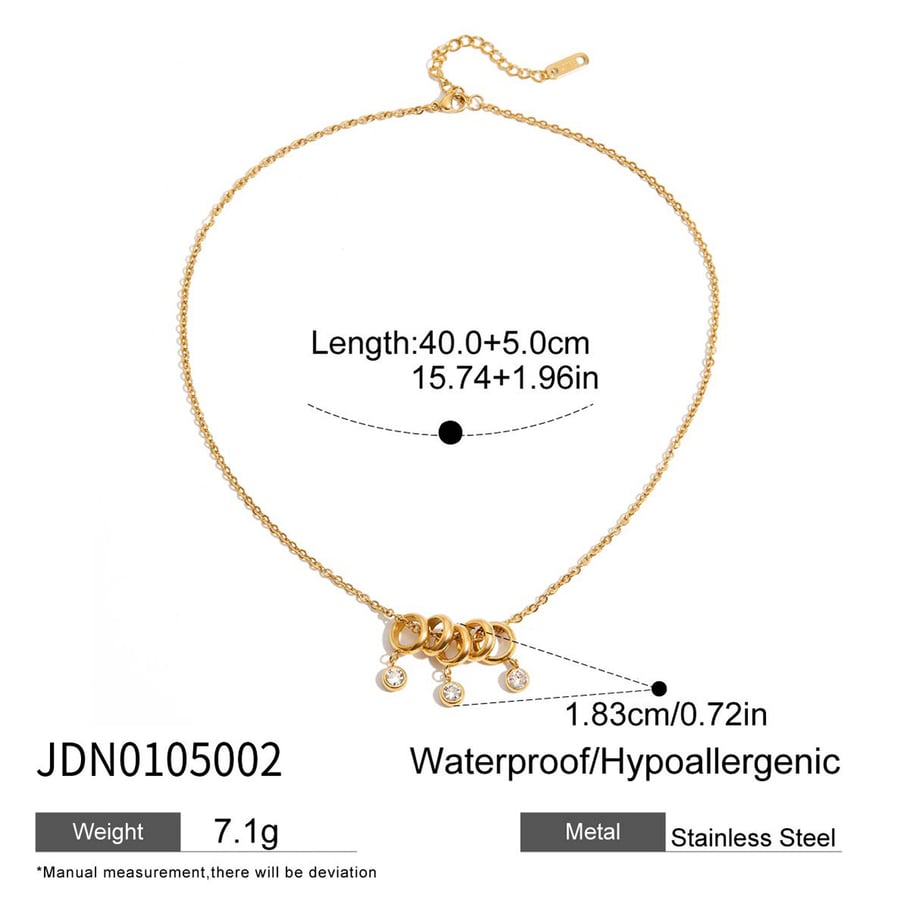 1 Piece Luxurious Circle Stainless Steel Gold Color Women's Pendant Necklaces Picture2