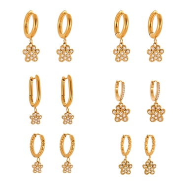 1 Pair Romantic Dog's Paw Stainless Steel Gold Color Zircon Women's Drop Earrings h5 Picture6
