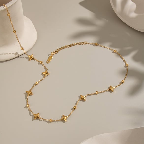 1 Piece Stars Stainless Steel Gold Color Chain Necklace 2