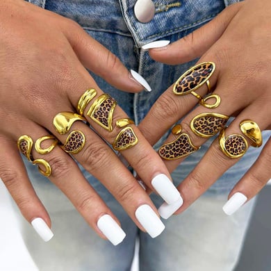 1 Piece Retro Irregular Shape Leopard Print Stainless Steel Women's Statement Rings h5 Picture2