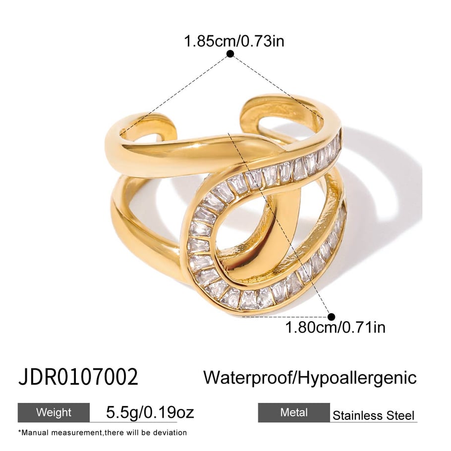 1 Piece Daily Twist Stainless Steel Gold Color Statement Rings h5Picture2
