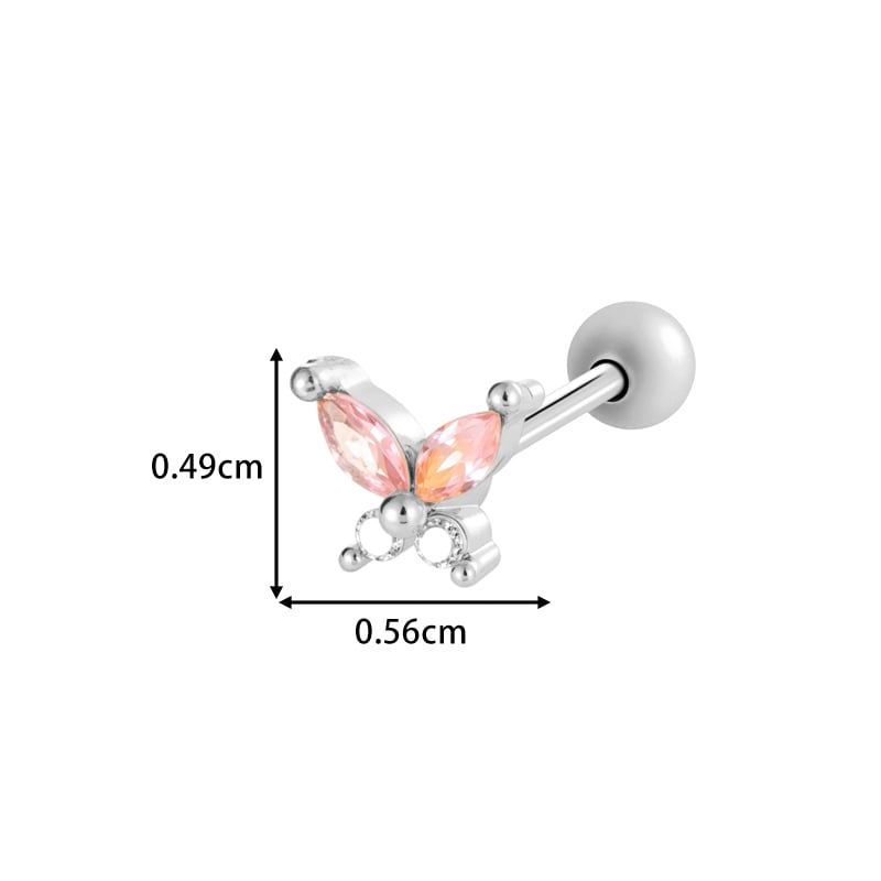1 stuk hart strik knoop vlinder koper goud kleur zirkoon piercing oorbel Afbeelding2